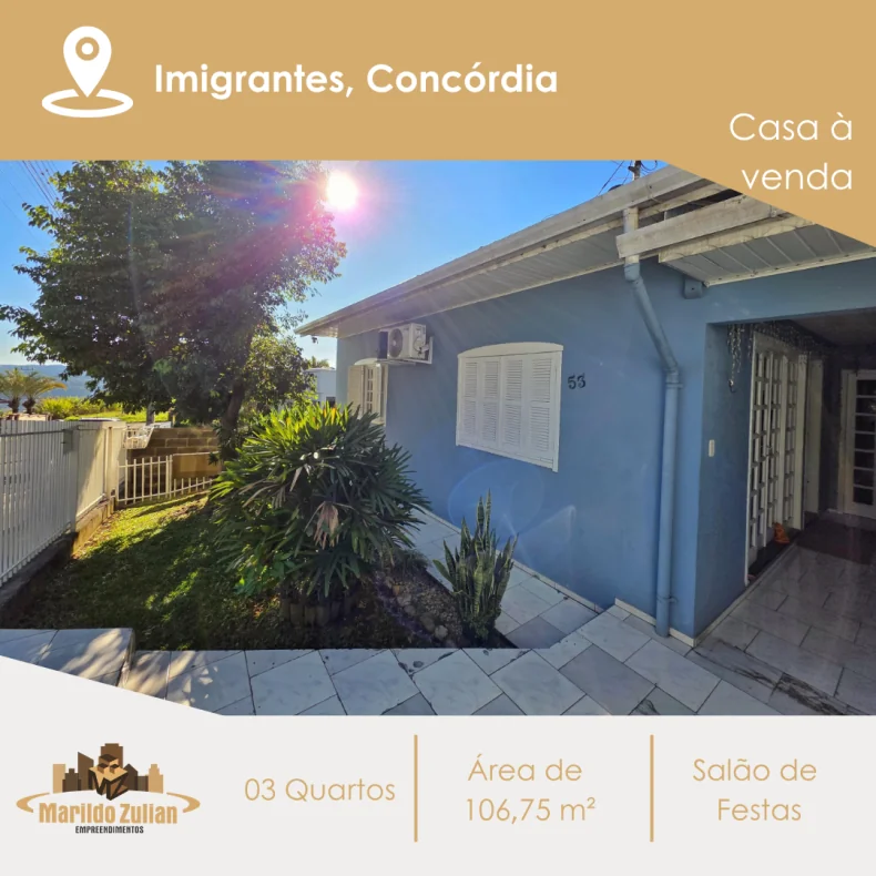  Casa à venda no Bairro Imigrantes! 